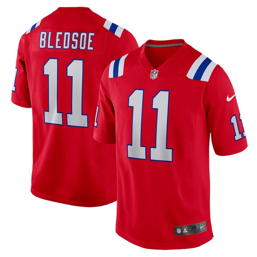 Men New England Patriots 11 Drew Bledsoe Nike Red Retired Player Alternate Game NFL Jersey